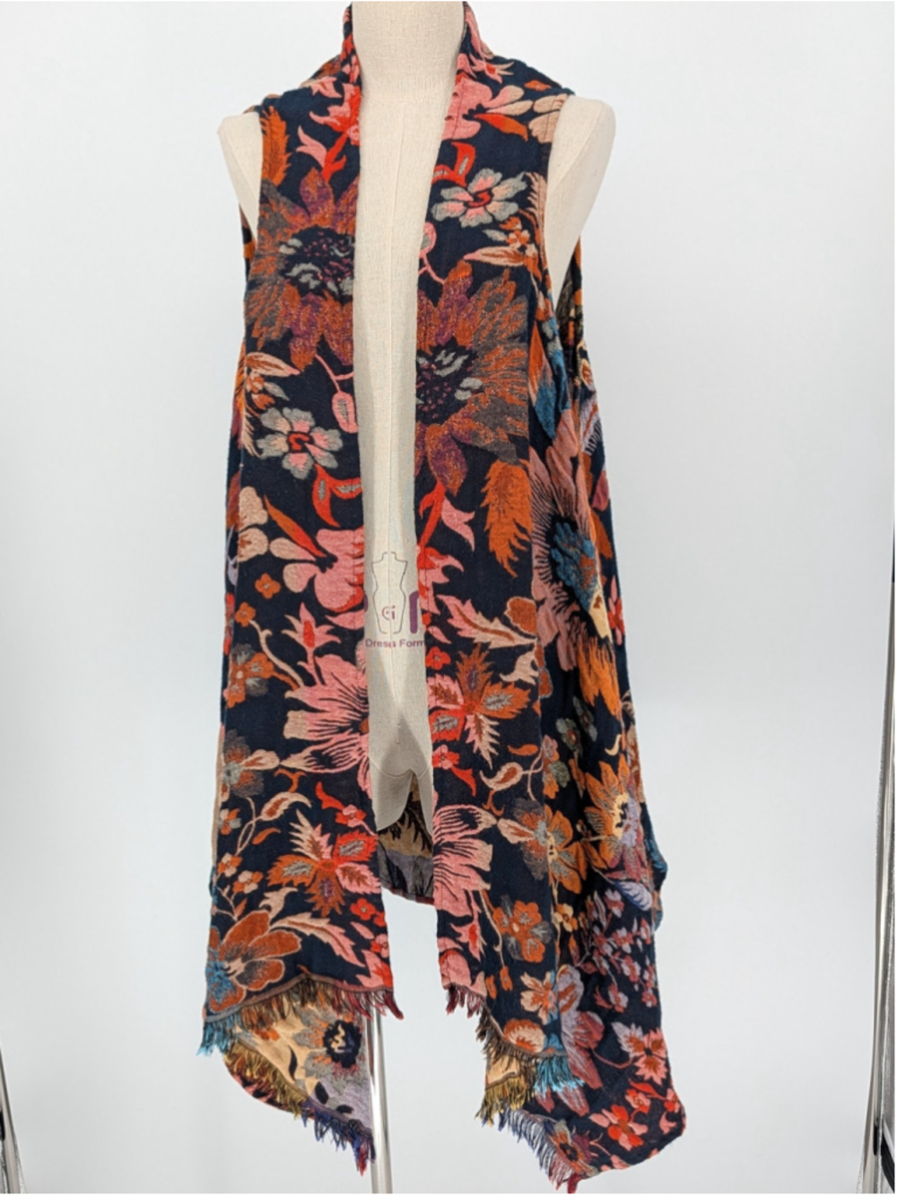 Soft Surroundings Floral Tapestry Vest One Size Boho Waterfall Fringe Art to Wea